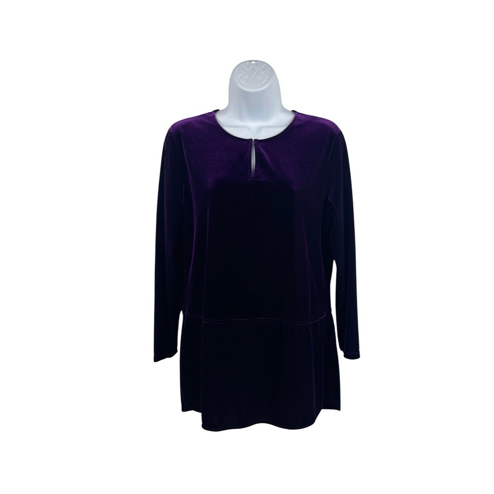 Lauren Ralph Lauren Women’s L Deep Purple Velvet Top Drop Waist Keyhole Holiday